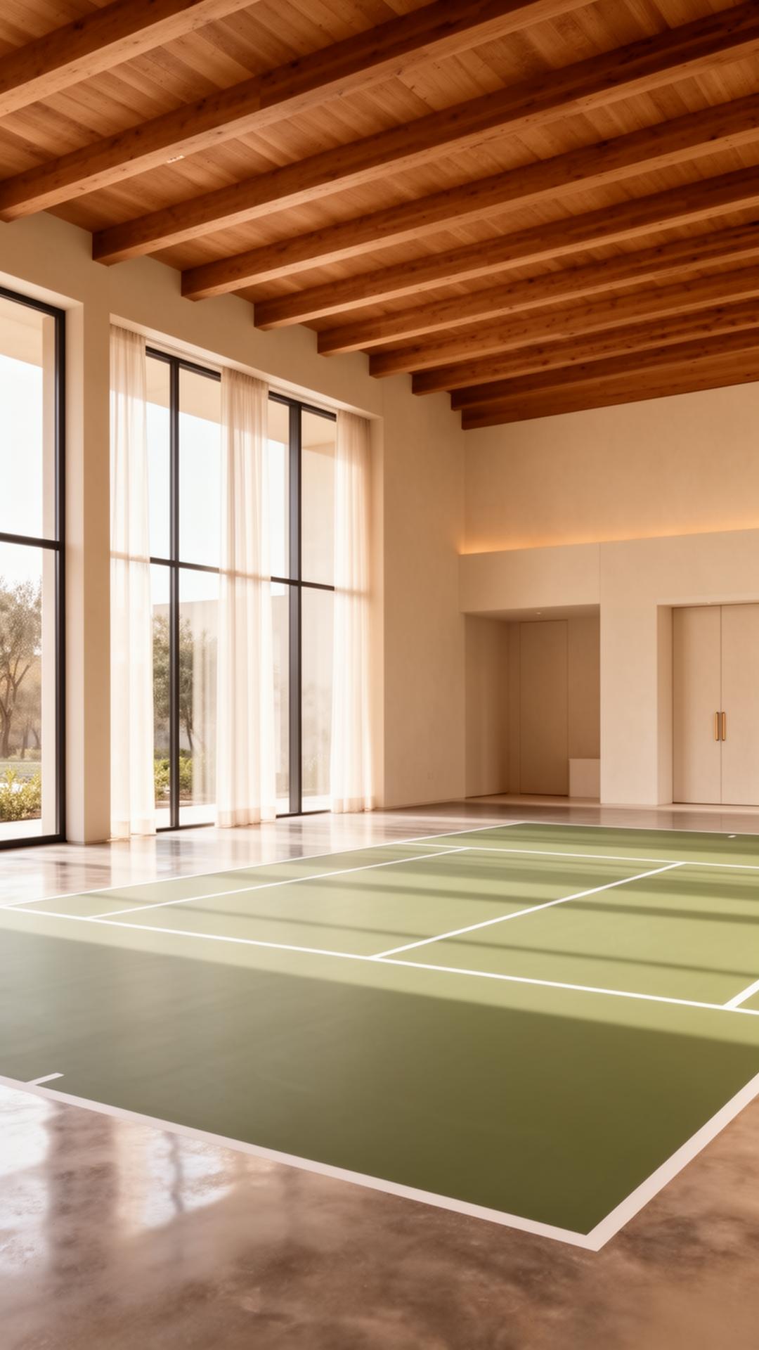 Editorial photograph of a premium indoor racket sports facility